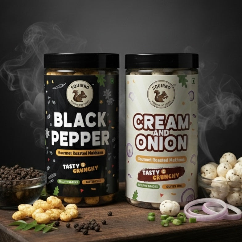 Makhana Combo – Cream & Onion + Black Pepper (70g each)