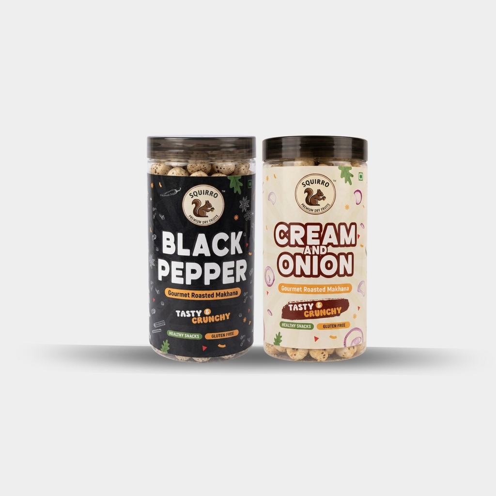 Makhana Combo – Cream & Onion + Black Pepper (70g each)